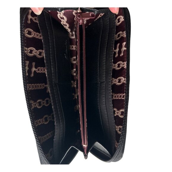 Clarks Dark Brown Leather Wallet With Zip Closure & Multiple Compartments - Picture 3 of 9